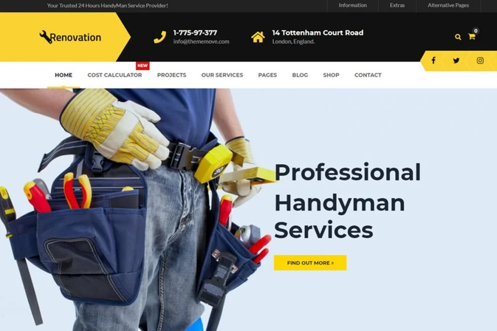Renovasi - tema WordPress pencari layanan