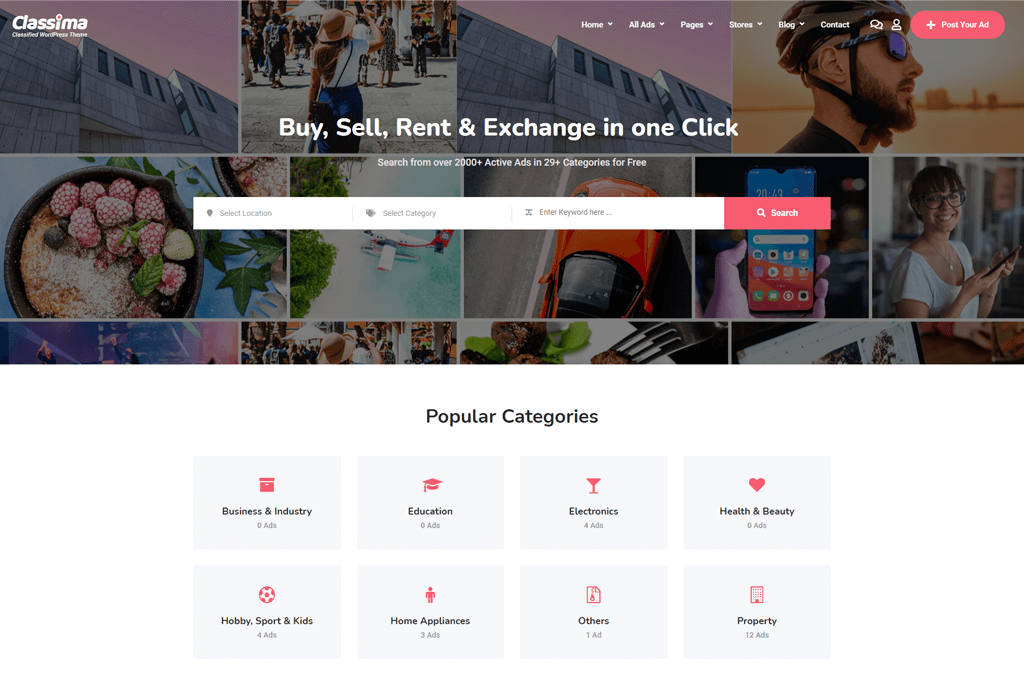 Classima - Tema WordPress daftar layanan baris