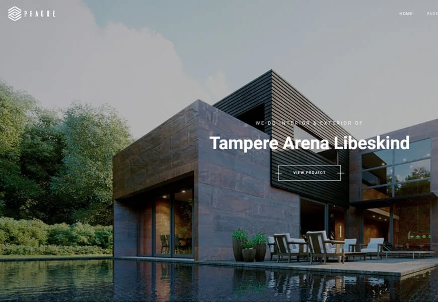 Praga es una plantilla de sitio web de arquitectura destacada