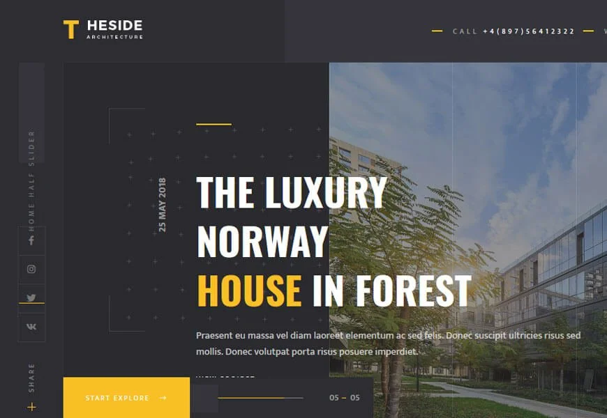TheSide es una plantilla de diseño de sitios web de arquitectura