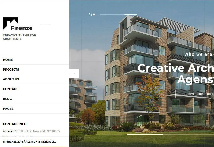 Firenze es una plantilla de diseño de sitio web de arquitectura perfectamente diseñada