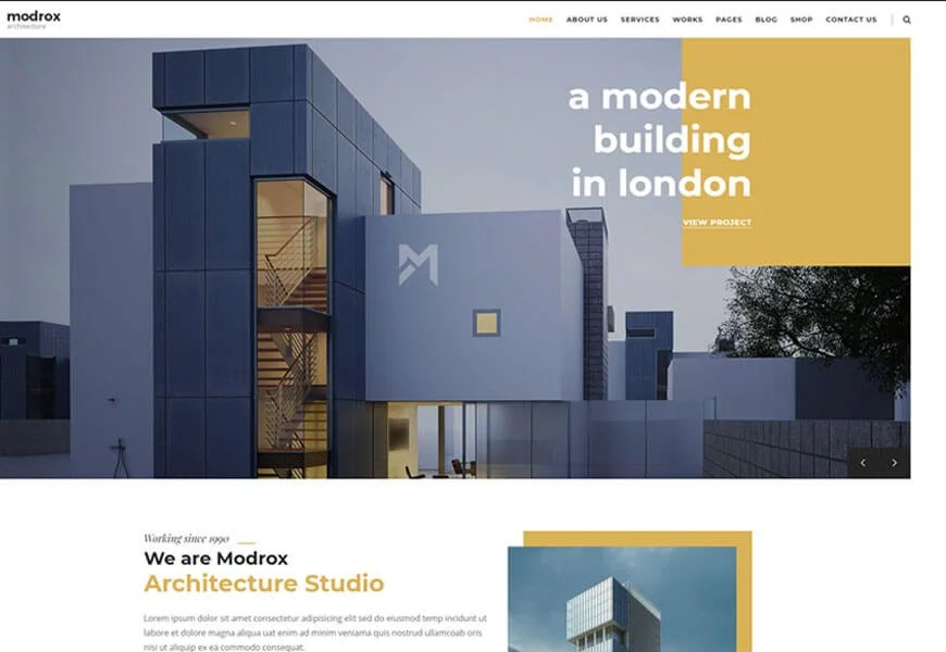 Modrox es una hermosa plantilla diseñada especialmente para empresas de arquitectura y diseño.