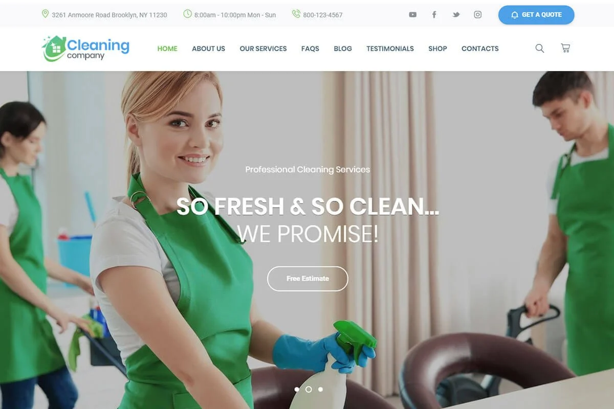 servicios de limpieza tema de WordPress