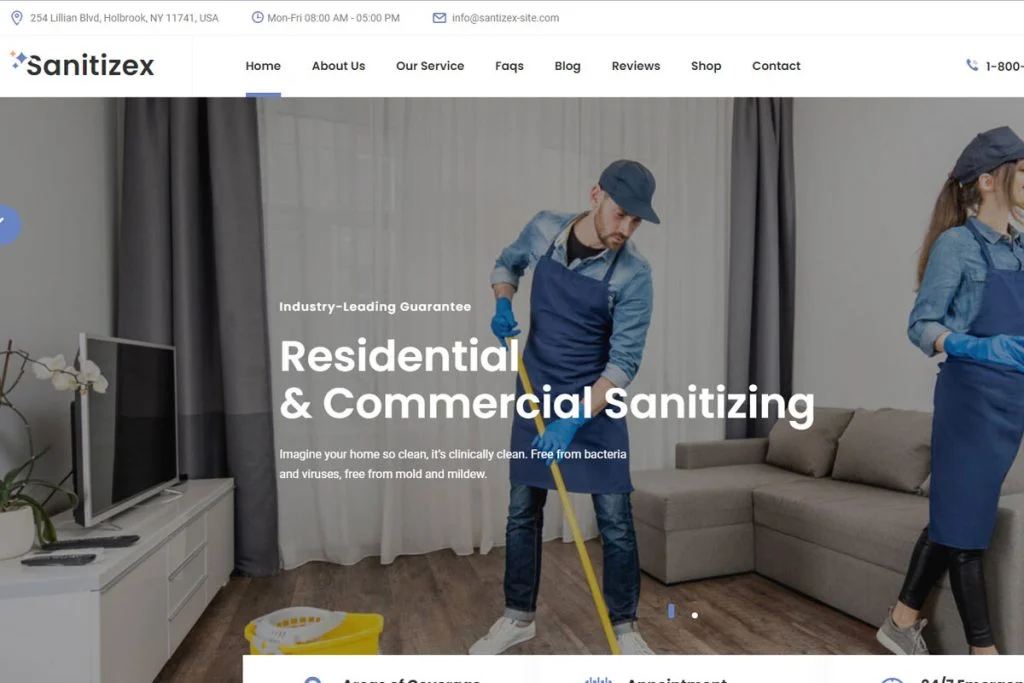 Sanitizex - Tema de WordPress para servicios de limpieza