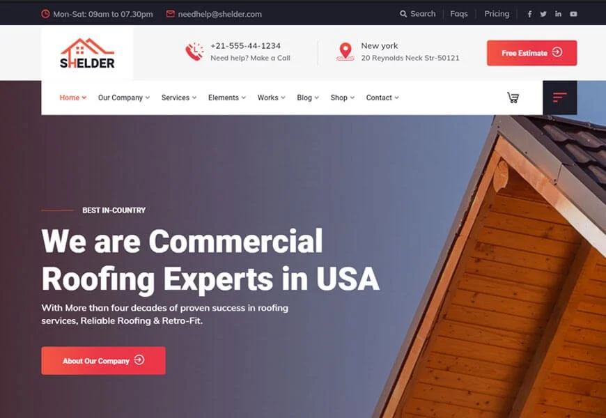 tema WordPress perusahaan atap