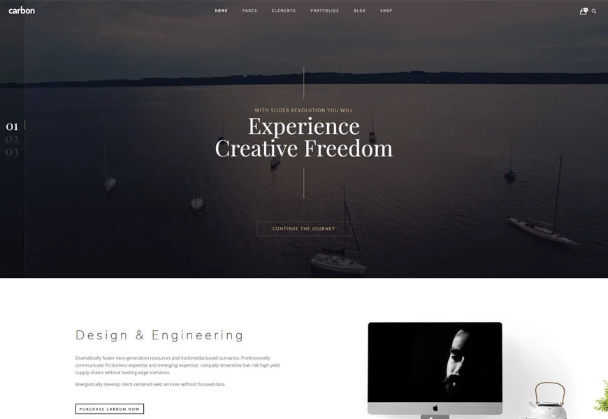 carbon este o frumoasă temă minimalistă WordPress