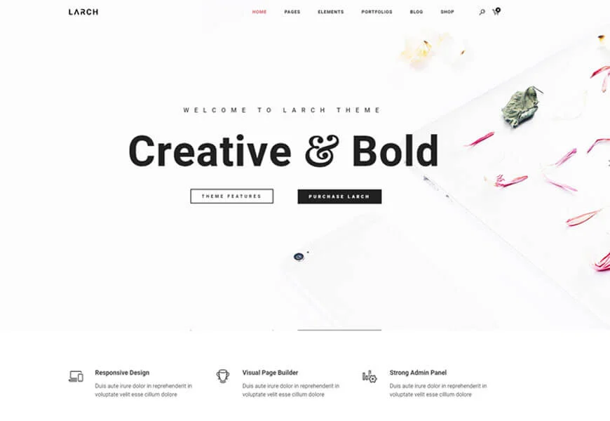 Larch este una dintre cele mai bune teme WordPress minimaliste de portofoliu