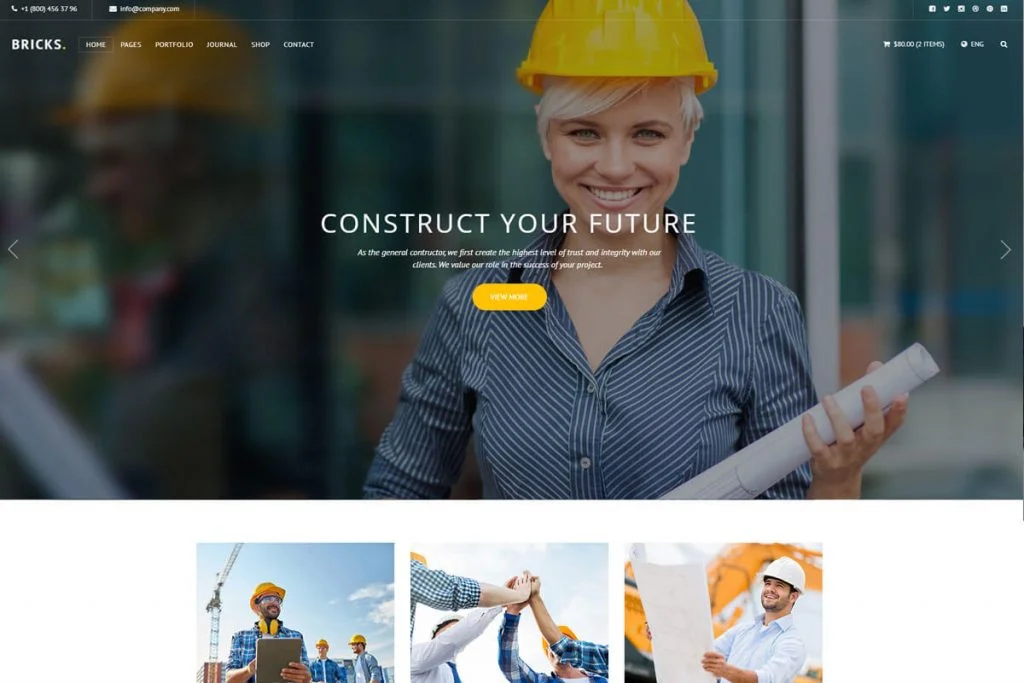 Bricks is a fantastic website template for construction company websites