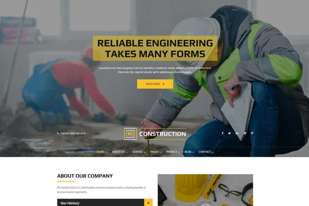 RSConstruction is one of the best building and construction HTML templates