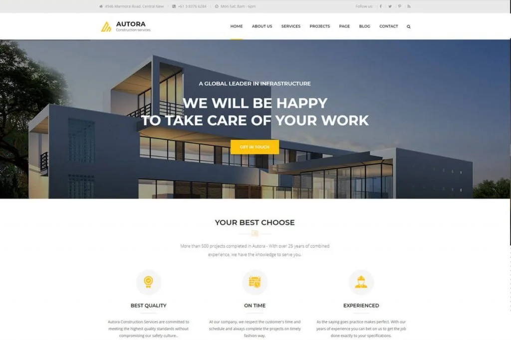 Buenas plantillas de sitios web de construcción
