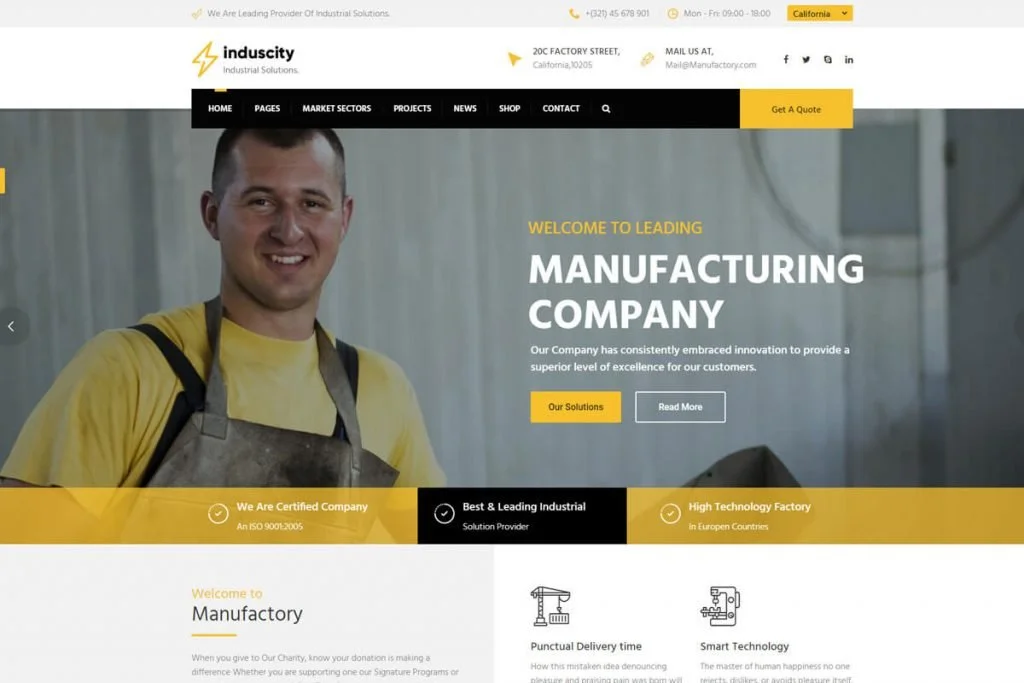 Induscity is another world-class building construction website template