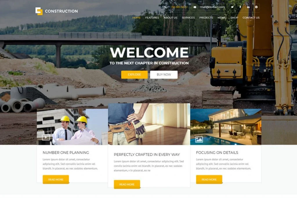 Plantillas de sitios web de construcción