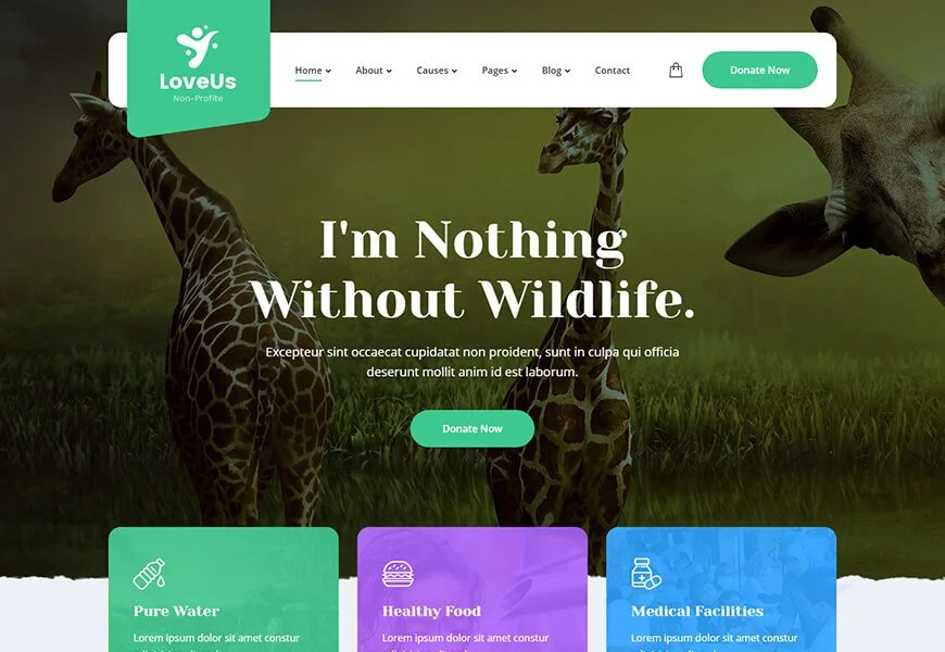 plantilla de sitio web de caridad