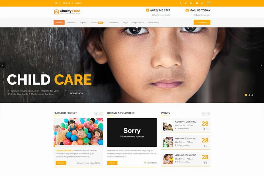 CharityFund - plantilla de sitio web de organización benéfica