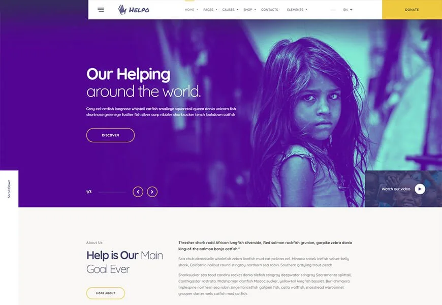Helpo - plantilla de sitio web de organización benéfica