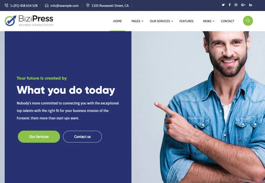 Bizipress este o temă WordPress pentru compania de asigurări