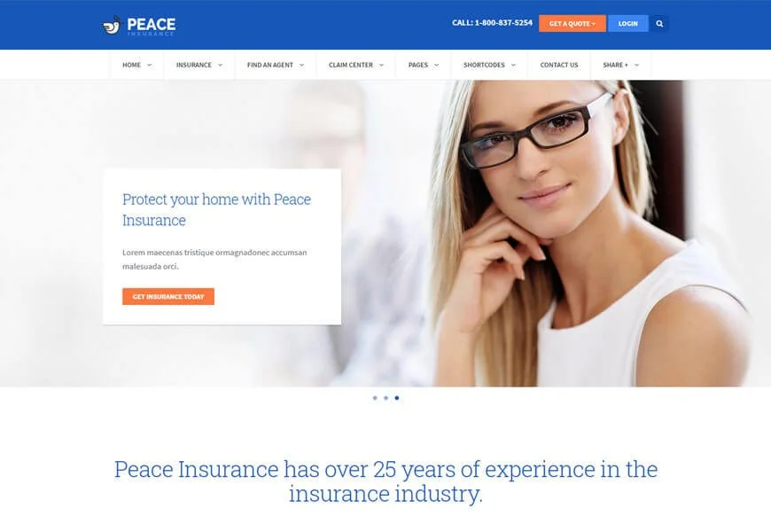 Frumoasă temă WordPress de asigurare