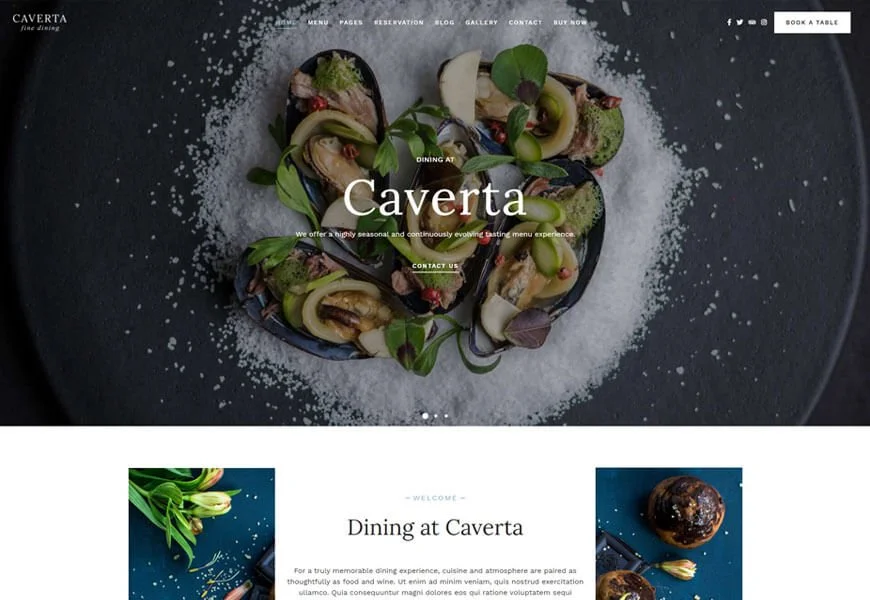 Caverta este tema WordPress pentru restaurant