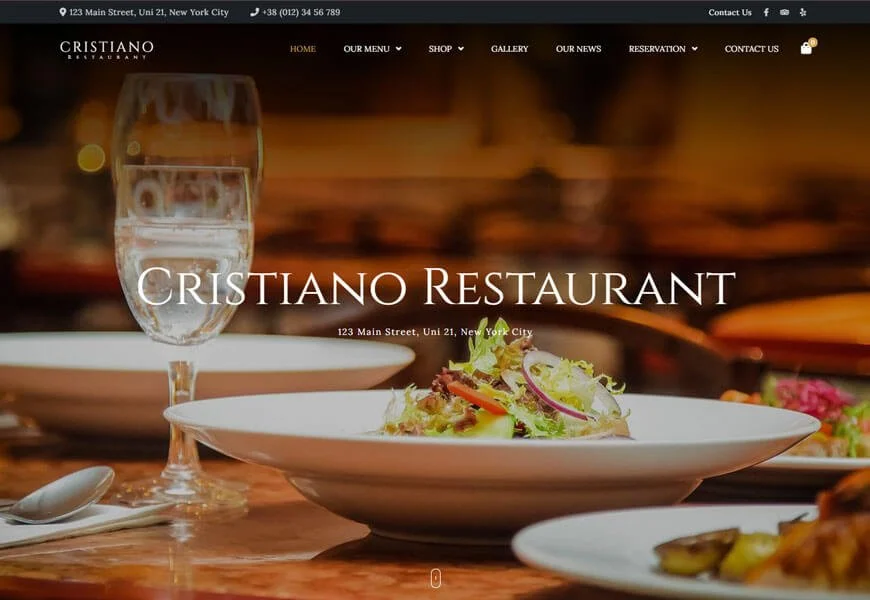 Cristiano este o temă WordPress frumoasă de restaurant