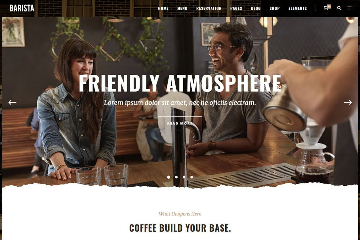Barista este o temă WordPress frumoasă de restaurant