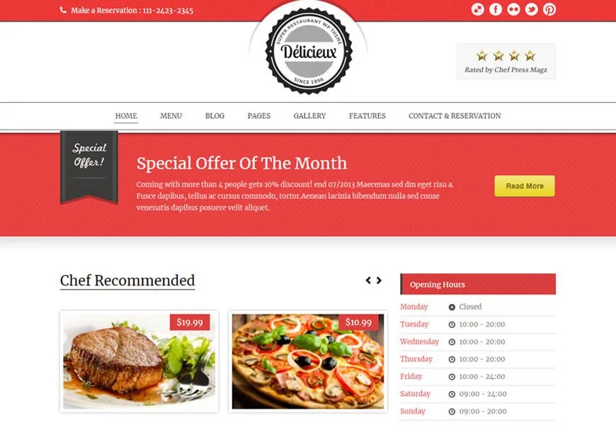Delicieux este o temă WordPress premium pentru restaurante