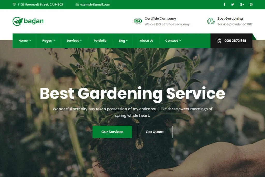 Bagan este un model elegant de site-uri web de grădinărit