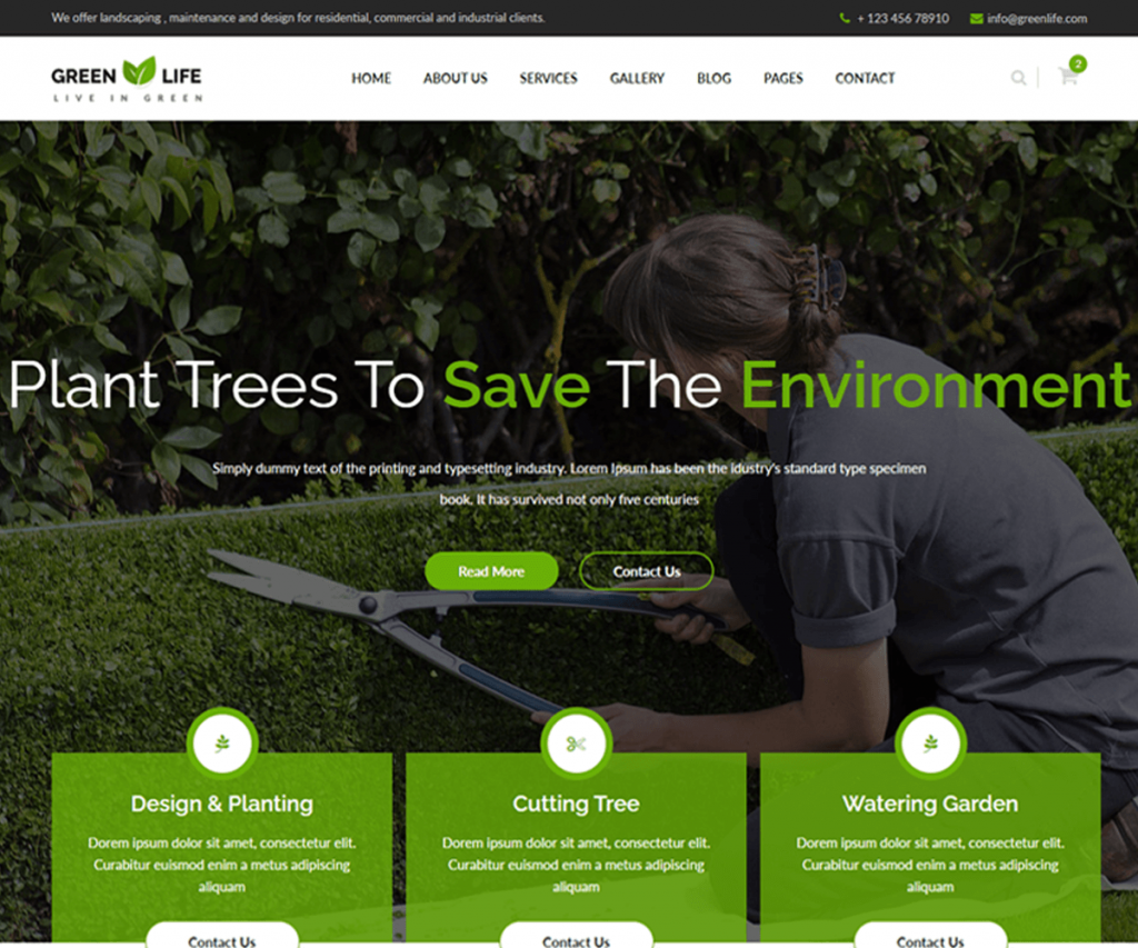 GreenLife este un șabloane de site de grădinărit și amenajare a teritoriului