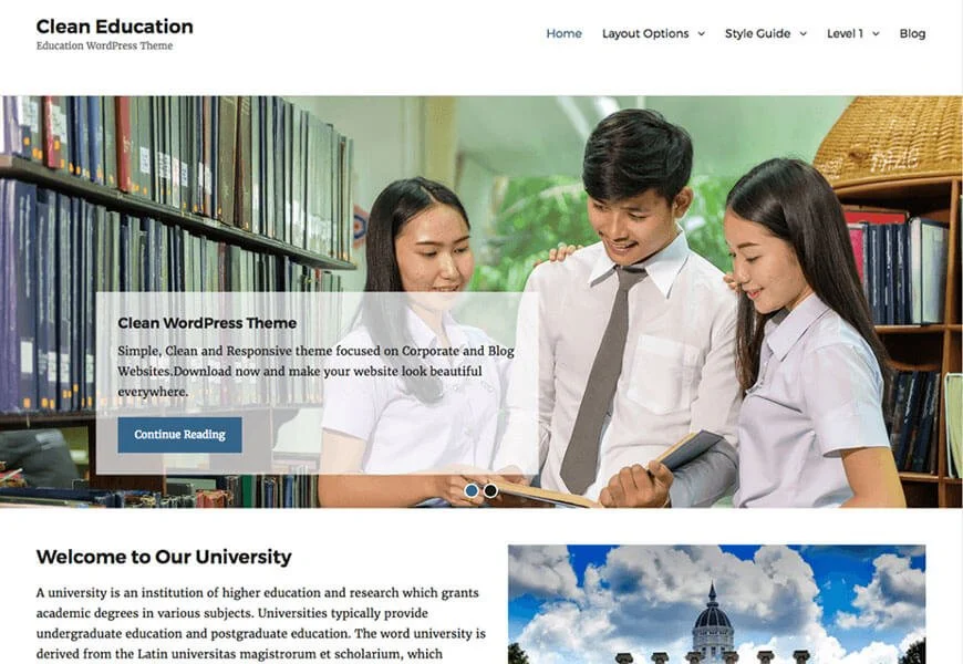 tema wordpress gratuito per l'educazione pulita