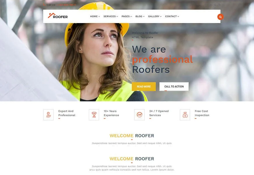 modèle html d'entreprise de toiture
