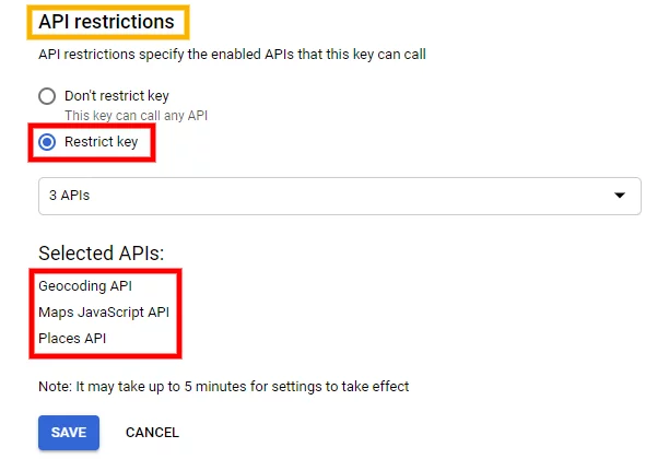 Ejemplo de cómo agregar restricciones de API.