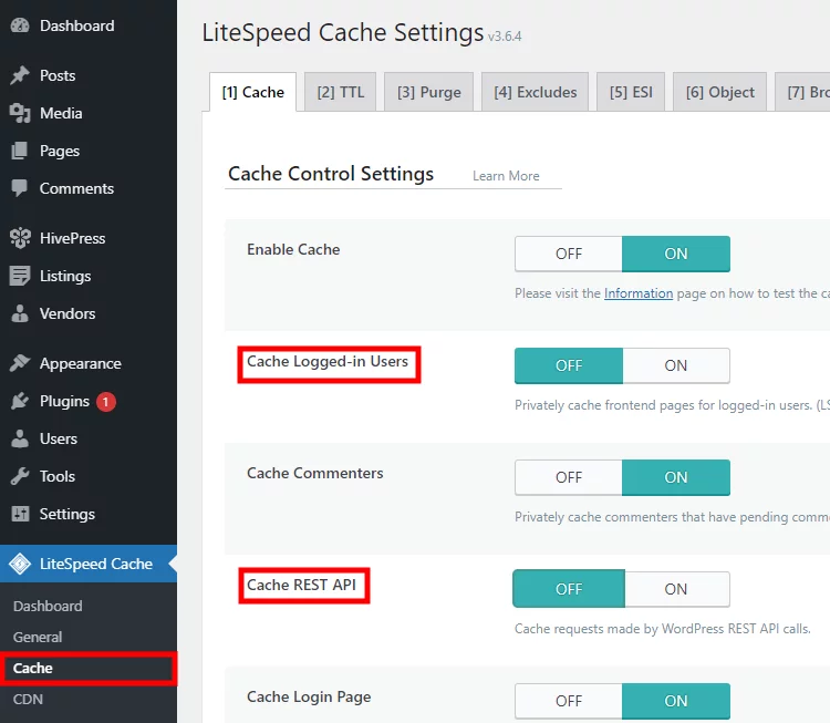 Acelere un sitio web de WordPress optimizando las opciones de caché.
