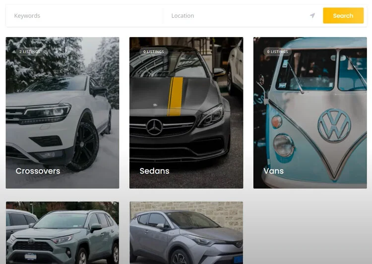 Beranda situs web daftar mobil.