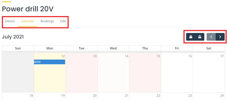 Calendar de rezervări pe platforma de rezervări.