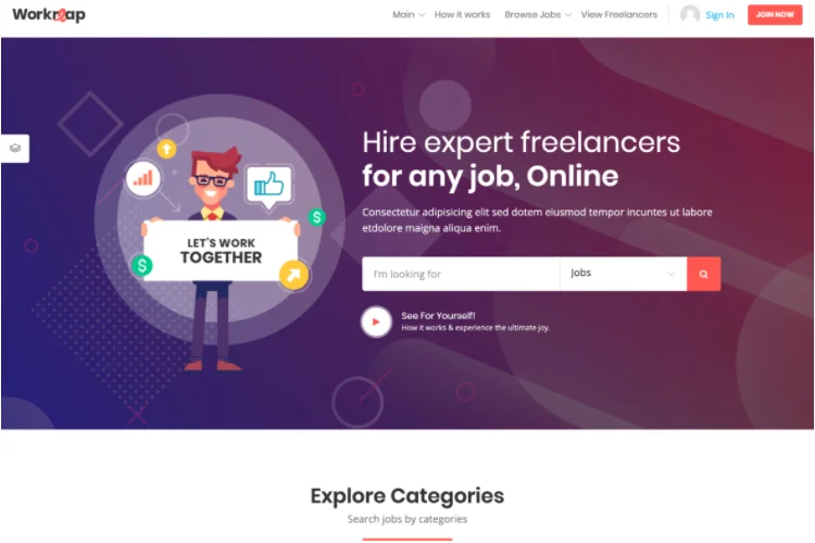 Workreap ธีม WordPress แบบ Upwork