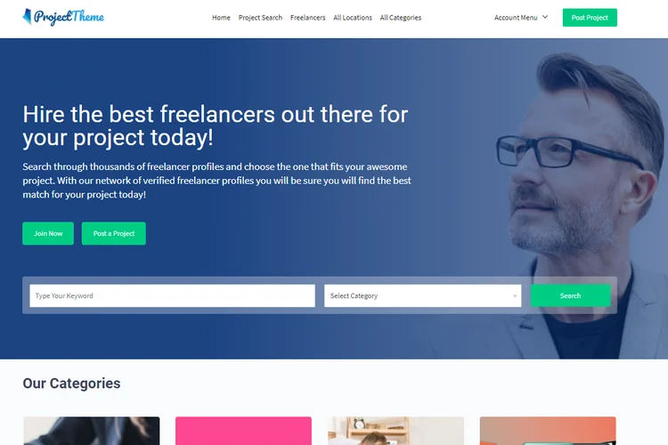 ProjectTheme ธีม WordPress ตลาดซื้อขายอิสระ