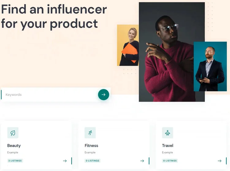 Eine mit WordPress erstellte Influencer-Marketing-Plattform.