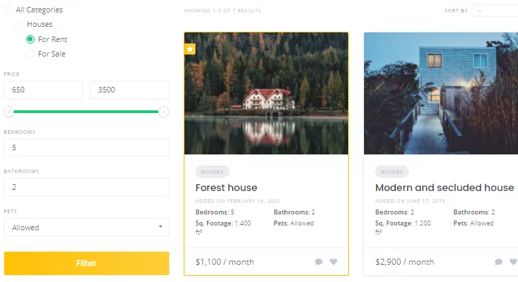 Ejemplo de una web inmobiliaria creada con WordPress.