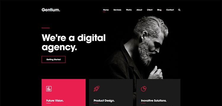 Gentium: un tema creativo de WordPress para agencias digitales