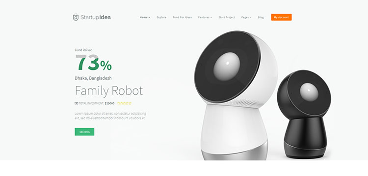 Tema WordPress Crowdfunding | StartupIdea - Crowdfunding WP