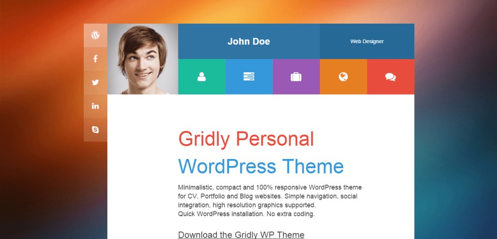 Tema WordPress vCard Pribadi Gridly