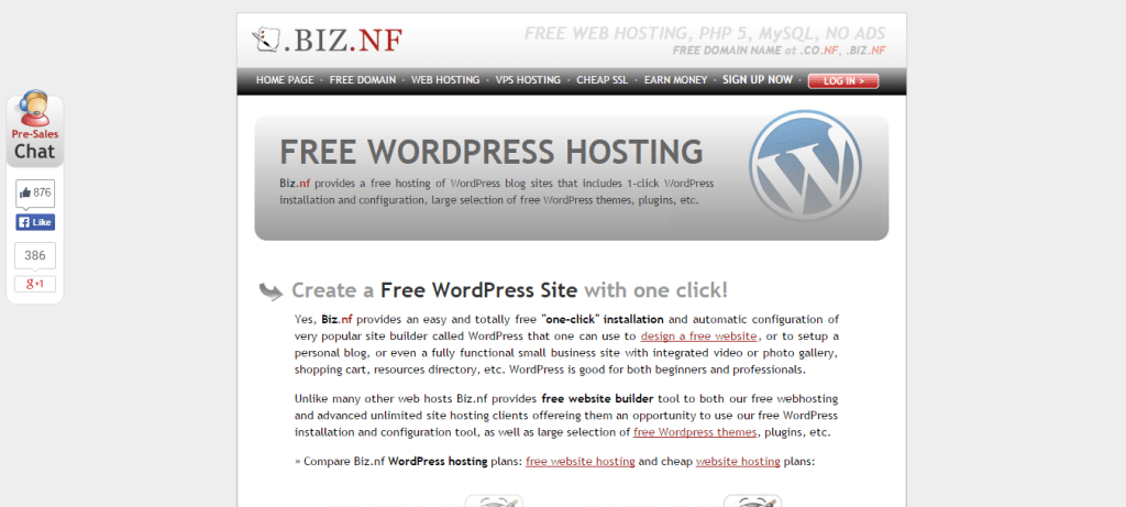 Hosting WordPress Gratis Biz
