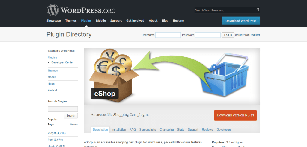 eShop WordPress 插件