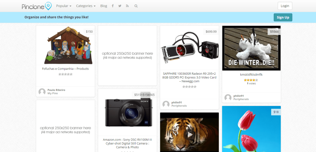 Pinterest 克隆主題