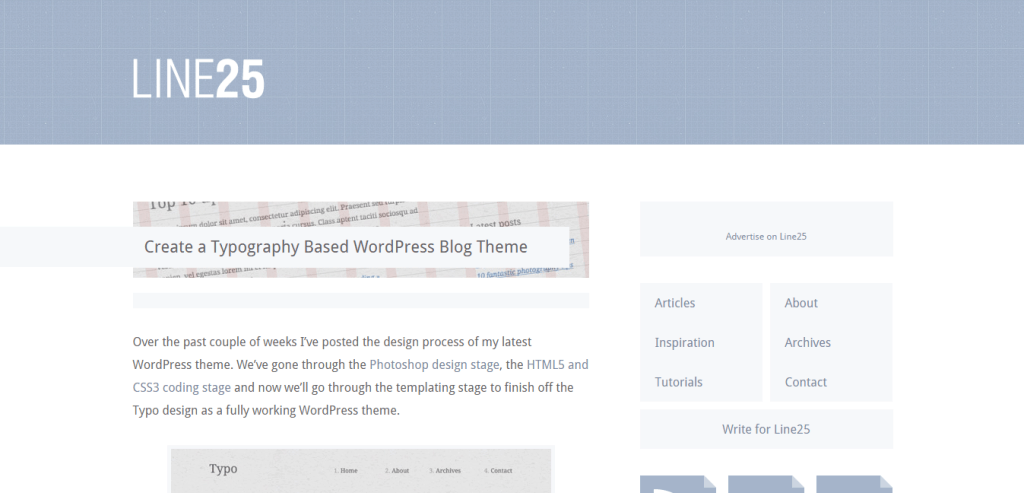 Тема WordPress на основе типографики Line25
