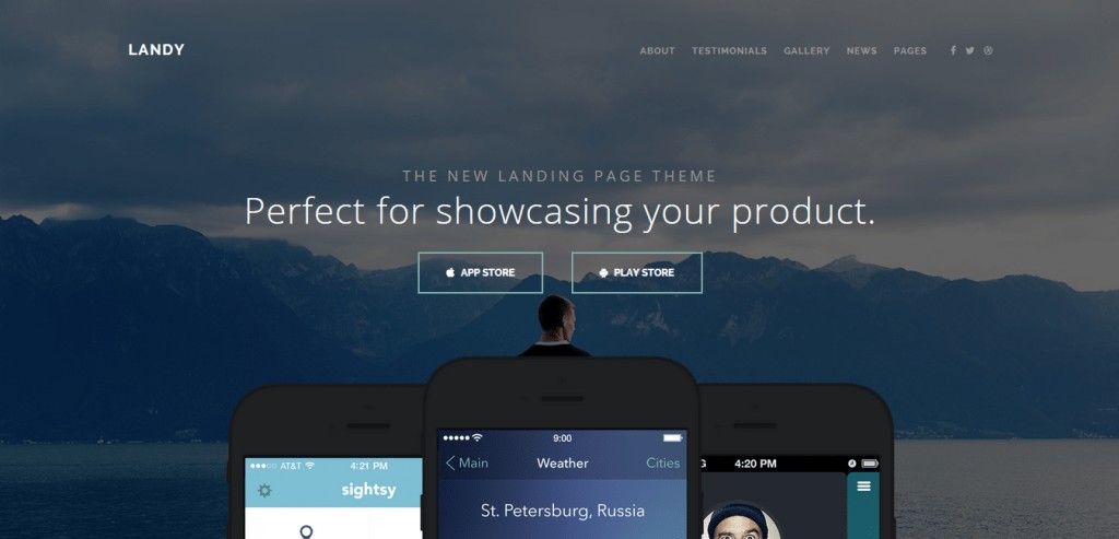 Landy WordPress سمة الصفحة المقصودة