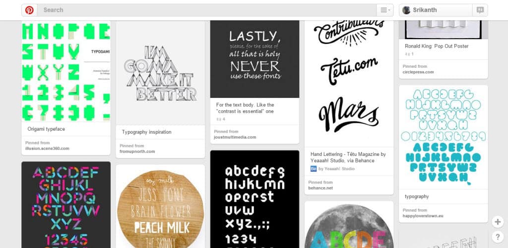 Tipografia Willowday Pinterest Board
