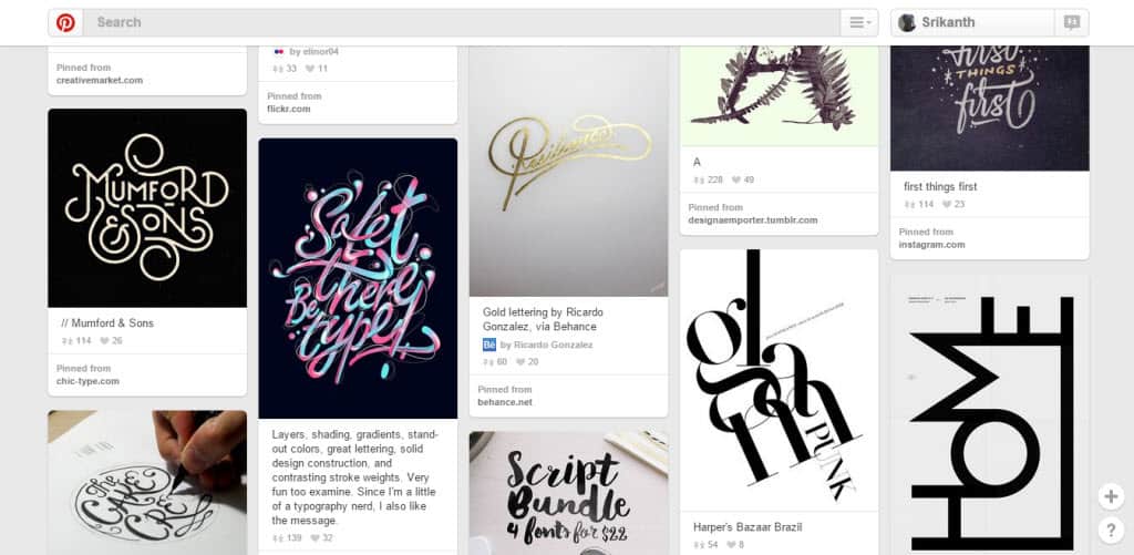 Design tipografia donchisciottesca Pinterest Board