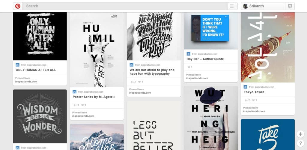 Ispirazione DE Tipografia Pinterest Board