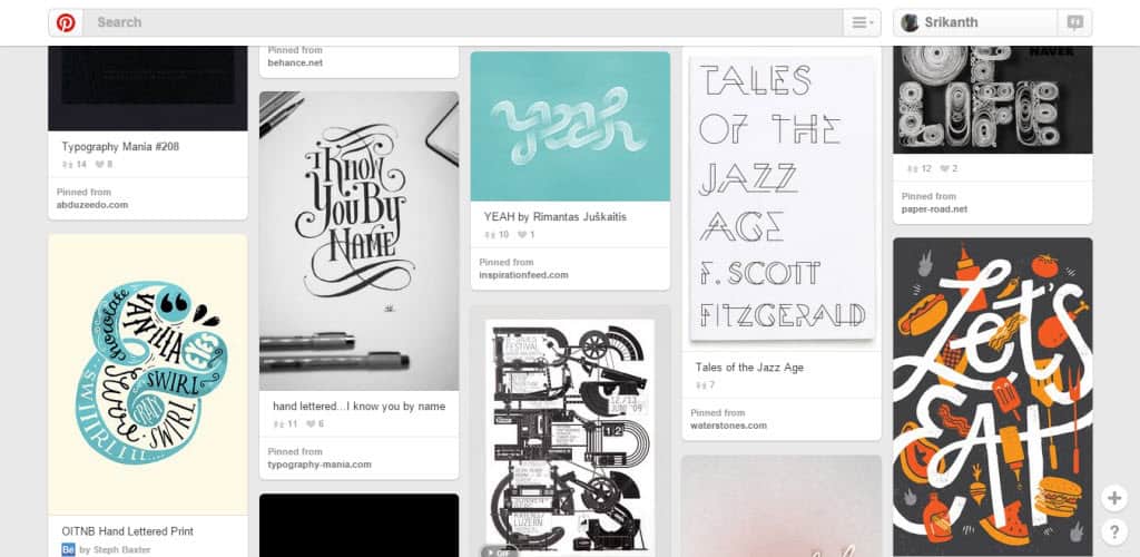 Colpo di idee Tipografia Pinterest Board