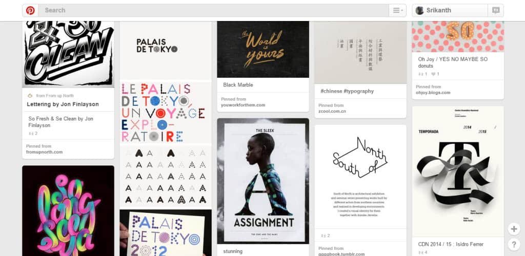 Tipografia di Kat Allen Pinterest Board